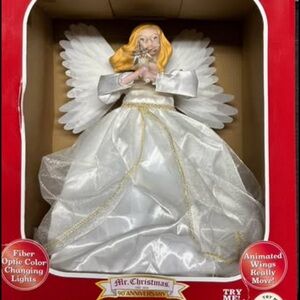 NEW White Angel Tree Topper with Fiber Optic Lights